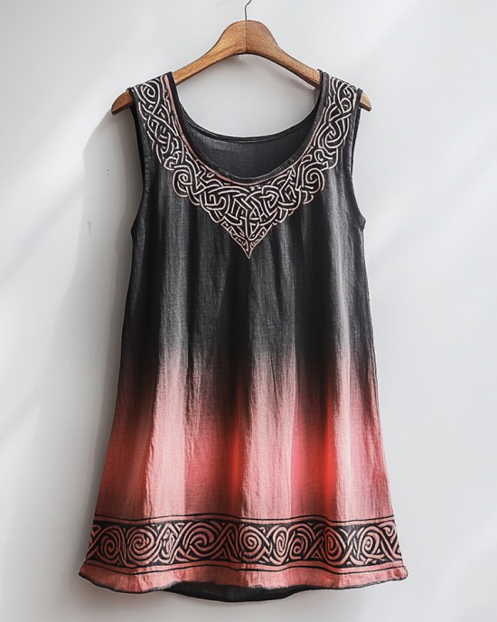 Women's Viking Celtic Knot Pattern Art Linen Sleeveless Top