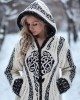 Women's Vintage Celtic Knot Jacquard Cozy Knit Hooded Cardigan Women's Vintage Celtic Knot Jacquard Cozy Knit Hooded Cardigan