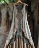 Tribal Celtic Knot Plant Embroidery Lace Patchwork Art Linen Tank Dress Tribal Celtic Knot Plant Embroidery Lace Patchwork Art Linen Tank Dress