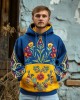 Men's Ukrainian Folk Floral Embroidered Contrast Color Washed Hoodie Men's Ukrainian Folk Floral Embroidered Contrast Color Washed Hoodie