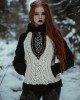 Women's Viking Tribal Jacquard Celtic Inspired Chunky Knit Hooded Sweater