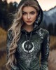 Women's Tribal Moon Totem Irregular Hoodie Women's Tribal Moon Totem Irregular Hoodie