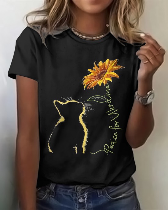 Ukrainian Cat Hugs Peace Sunflower T-shirt Ukrainian Cat Hugs Peace Sunflower T-shirt