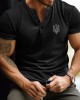 Men's Ukraine Trident Embroidered Henley T-shirt Men's Ukraine Trident Embroidered Henley T-shirt