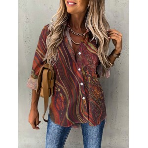 Vintage Polka Dot Wavy Casual Women'S Shirt