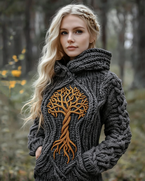 Women's Viking Tree Of Life Celtic Hooded Sweater Women's Viking Tree Of Life Celtic Hooded Sweater
