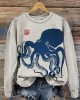 Octopus Japanese Lino Art Vintage Sweatshirt Octopus Japanese Lino Art Vintage Sweatshirt