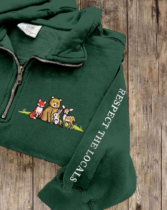 Respect The Local Wildlife Embroidered Vintage Cozy Sweatshirt Respect The Local Wildlife Embroidered Vintage Cozy Sweatshirt