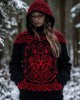 Viking Wolf Inspired Celtic Jacquard Cozy Hooded Sweater Viking Wolf Inspired Celtic Jacquard Cozy Hooded Sweater