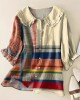 Women's Cotton And Linen Contrast Geometric Print Shirt Women's Cotton And Linen Contrast Geometric Print Shirt