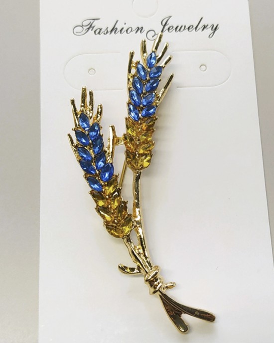 Ukrainian Blue And Yellow Wheat Brooch Ukrainian Blue And Yellow Wheat Brooch
