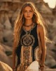 Women's Viking Tribal Ethnic Art Linen V-neek Sleeveless Top Women's Viking Tribal Ethnic Art Linen V-neek Sleeveless Top