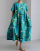 Colorful Jellyfish Art Pattern Linen Blend Maxi Dress Colorful Jellyfish Art Pattern Linen Blend Maxi Dress