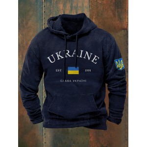 Men's Ukrainian Flag Print Hoodie