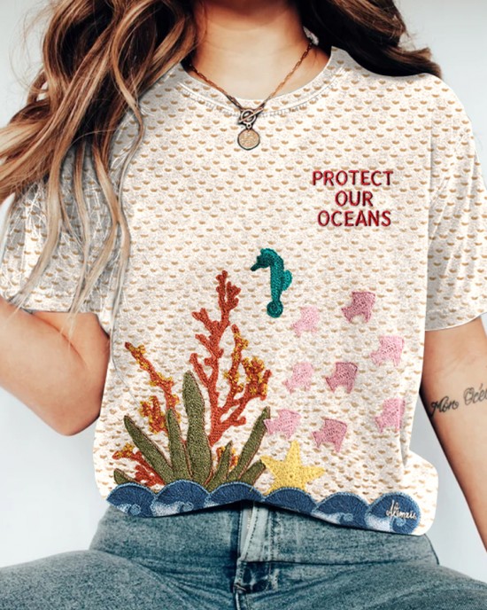 Respect The Locals Underwater World Embroidered Ladies T-shirt Respect The Locals Underwater World Embroidered Ladies T-shirt