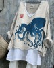 Octopus Japanese Lino Art Flowy Linen Blend Tunic Octopus Japanese Lino Art Flowy Linen Blend Tunic