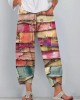 Women's Vintage Multicolor Patchwork Art Linen Blend Pants Women's Vintage Multicolor Patchwork Art Linen Blend Pants