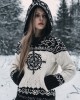 Vintage Viking Compass Celtic Cozy Chunky Hooded Cardigan Vintage Viking Compass Celtic Cozy Chunky Hooded Cardigan