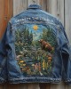 Respect The Locals Bear Landscape Embroidered Denim Jacket
