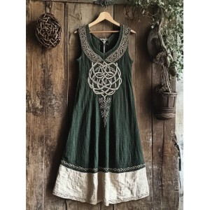 Vintage Viking Tree Of Life Art Linen V-neck Dre Ss