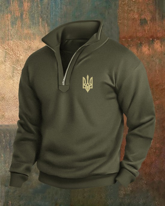 Men's Ukraine Trident Print Zip Sweatshirt Men's Ukraine Trident Print Zip Sweatshirt