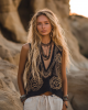 Women's Viking Tribal And Celtic Knot Pattern Art Linen Sleeveless Top Women's Viking Tribal And Celtic Knot Pattern Art Linen Sleeveless Top