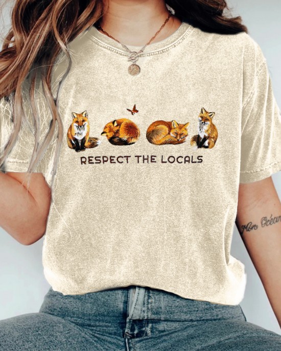 Respect The Locals Foxes Embroidered Washed T Shirt