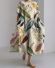Vintage Colorful Fish Lino Art Linen Blend Maxi Dress Vintage Colorful Fish Lino Art Linen Blend Maxi Dress