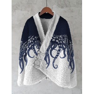 Vintage Japanese Ocean Octopus Print Cardigan