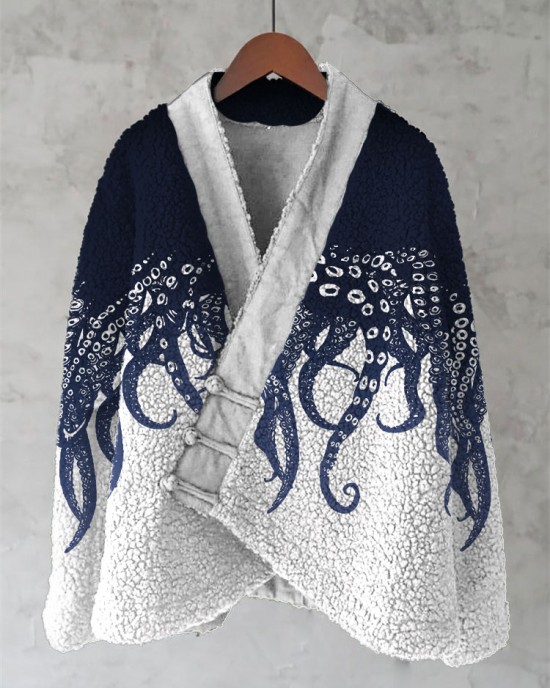 Vintage Japanese Ocean Octopus Print Cardigan Vintage Japanese Ocean Octopus Print Cardigan