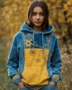 Ukraine Ethnic Floral Embroidered Contrast Color Washed Hoodie Ukraine Ethnic Floral Embroidered Contrast Color Washed Hoodie