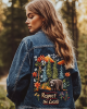 Respect The Locals Bear Embroidery Women's Denim Jacket Respect The Locals Bear Embroidery Women's Denim Jacket