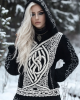 Women's Viking Style Celtic Knot Knitted Jacquard Hooded Sweater Women's Viking Style Celtic Knot Knitted Jacquard Hooded Sweater