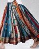 Boho Colorful Textile Flowy Linen Blend Wide Skirt Boho Colorful Textile Flowy Linen Blend Wide Skirt