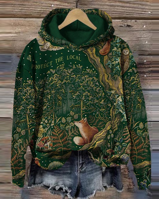 Protect The Locals Animal Printed Casual Sweatshirt Protect The Locals Animal Printed Casual Sweatshirt