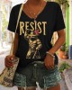 Women's Support National Parks Print V Neck Casual T-shirt Women's Support National Parks Print V Neck Casual T-shirt