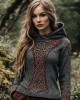 Vintage Viking Vegvisir Celtic Jacquard Cozy Hooded Sweater Vintage Viking Vegvisir Celtic Jacquard Cozy Hooded Sweater
