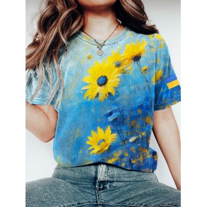 Sunflower Oil Painting Art Print Women's T-shirt