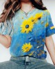 Sunflower Oil Painting Art Print Women's T-shirt Sunflower Oil Painting Art Print Women's T-shirt