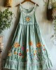 Vintage Boho Colorful Floral Lace Embroidered Art Linen Tank Dress Vintage Boho Colorful Floral Lace Embroidered Art Linen Tank Dress