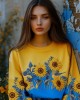 Sunflowers Embroidered Ukraine Contrast Color Sweatshirt Sunflowers Embroidered Ukraine Contrast Color Sweatshirt