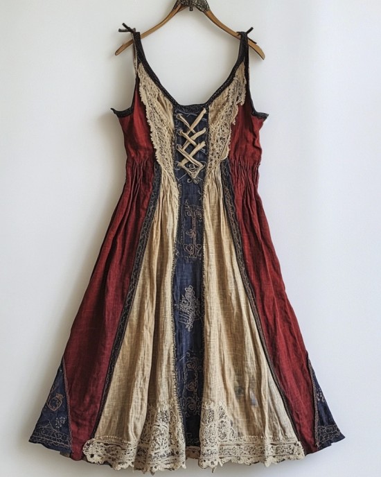 Viking Vintage Linen Halter Tie Dress Viking Vintage Linen Halter Tie Dress