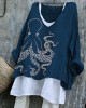 Japanese Octopus Embroidered Sashiko Linen Blend Tunic