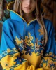 Ukraine Ethnic Floral Embroidered Contrast Color Hoodie Ukraine Ethnic Floral Embroidered Contrast Color Hoodie