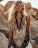 Women's Viking Tribal Ethnic Linen V-neek Sleeveless Top Women's Viking Tribal Ethnic Linen V-neek Sleeveless Top