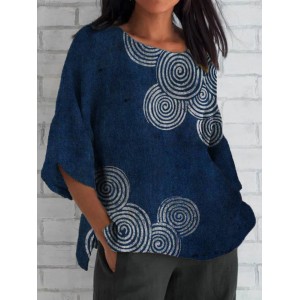 Sea Waves Ripples Japanese Lino Art Linen Blend Tunic