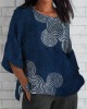 Sea Waves Ripples Japanese Lino Art Linen Blend Tunic Sea Waves Ripples Japanese Lino Art Linen Blend Tunic