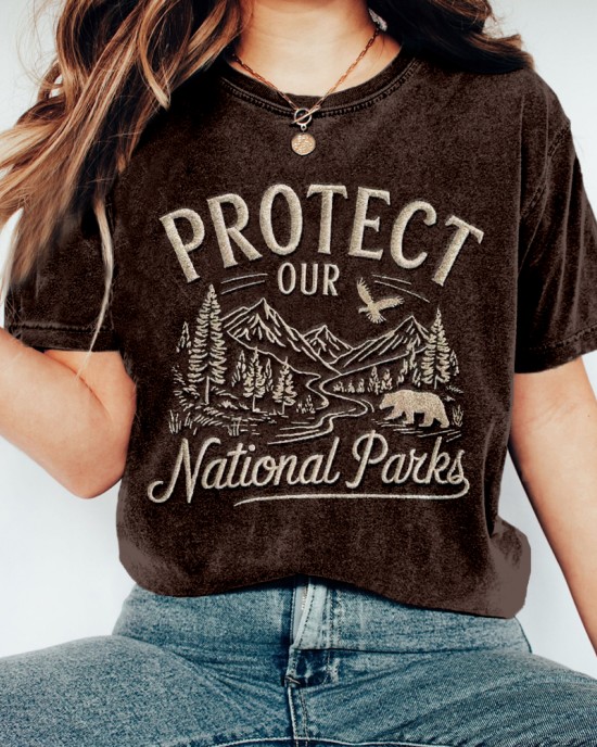 Protect Our National Park Embroidered Washed T Shirt Protect Our National Park Embroidered Washed T Shirt