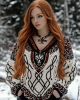 Women's Viking Wolf Jacquard Celtic Style Knit V-neck Sweater Women's Viking Wolf Jacquard Celtic Style Knit V-neck Sweater