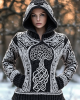 Women's Viking Tree Style Celtic Knit Warm Hooded Sweater